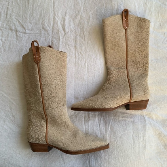 Free People Shoes - Free People We The Free Montage Tall Western Suede Boots English Khaki Cream